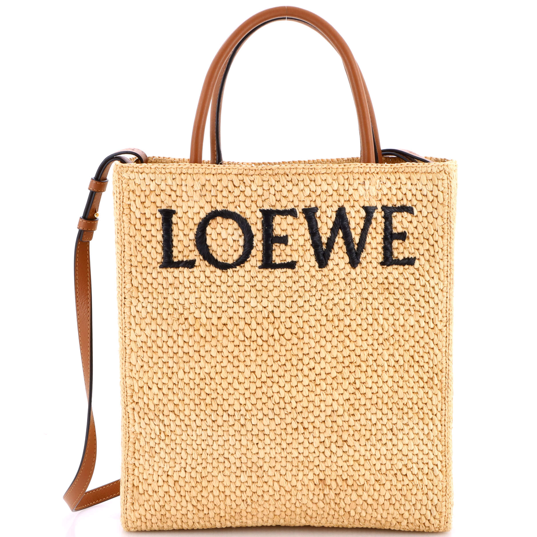 A4 Tote Raffia and Leather North South