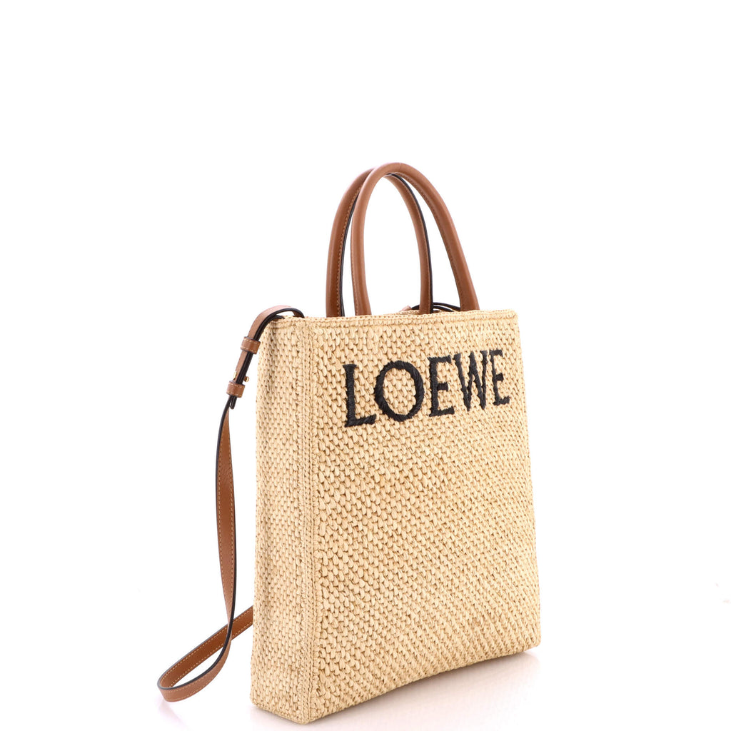 A4 Tote Raffia and Leather North South