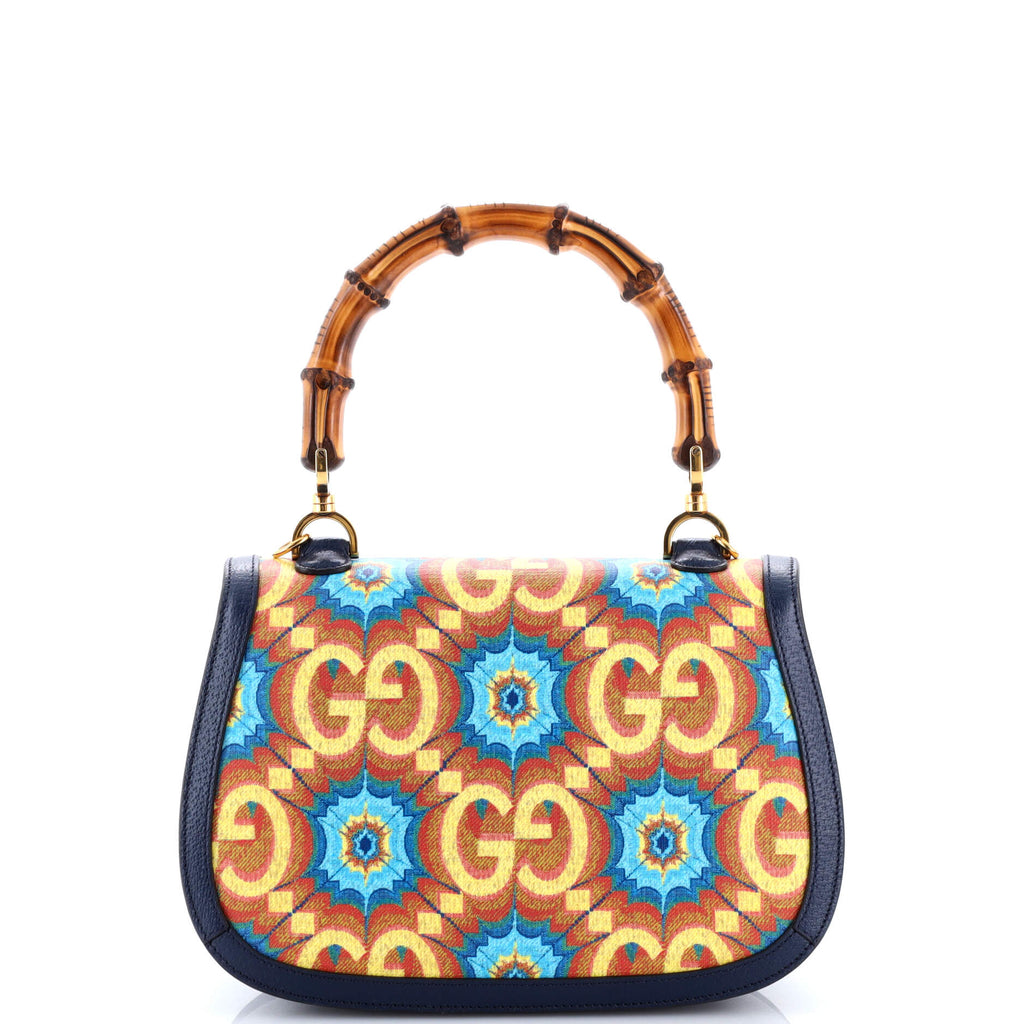 Bamboo 1947 Top Handle Bag Kaleidoscope Print GG Coated Canvas Medium