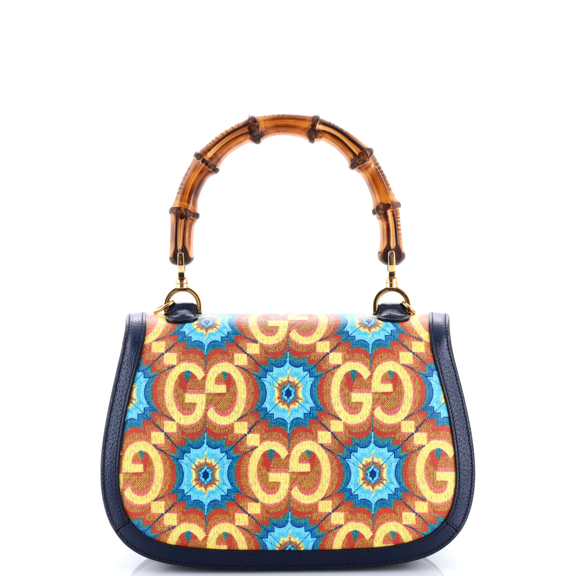 Bamboo 1947 Top Handle Bag Kaleidoscope Print GG Coated Canvas Medium