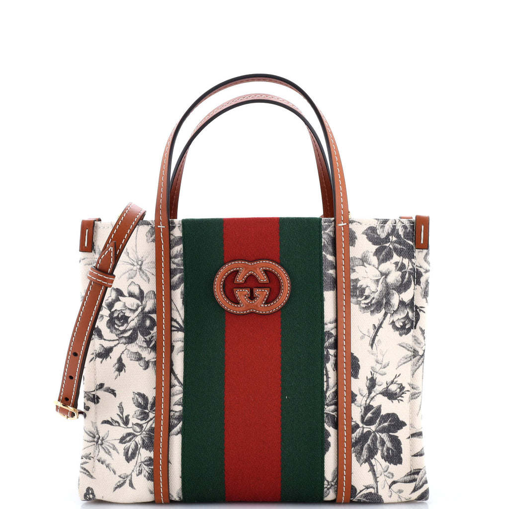 Interlocking G Web Tote Printed Canvas Small