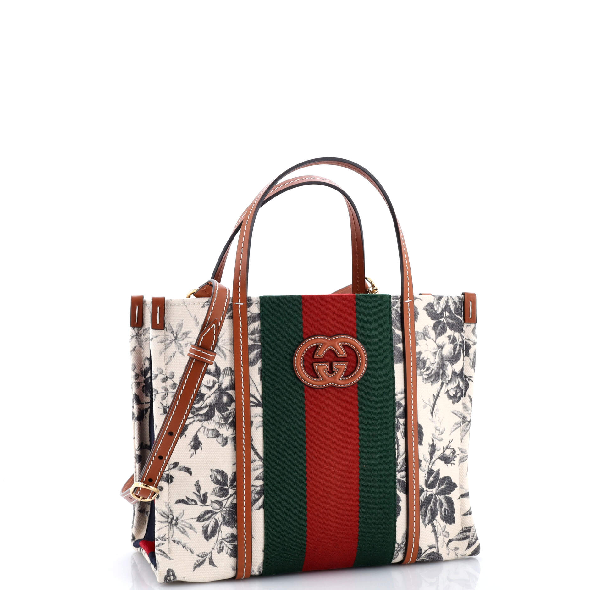 Interlocking G Web Tote Printed Canvas Small