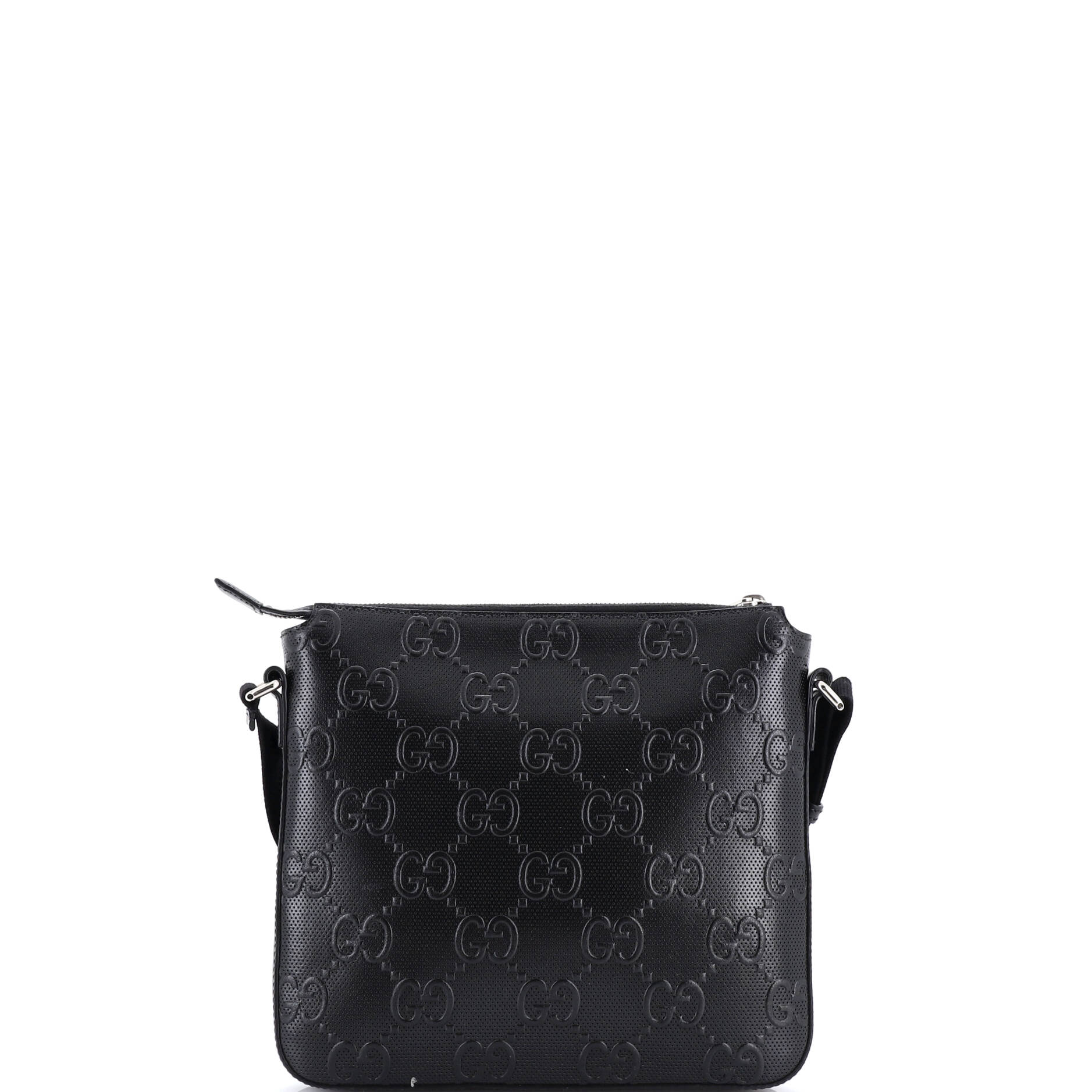 Front Zip Messenger GG Embossed Perforated Leather Small