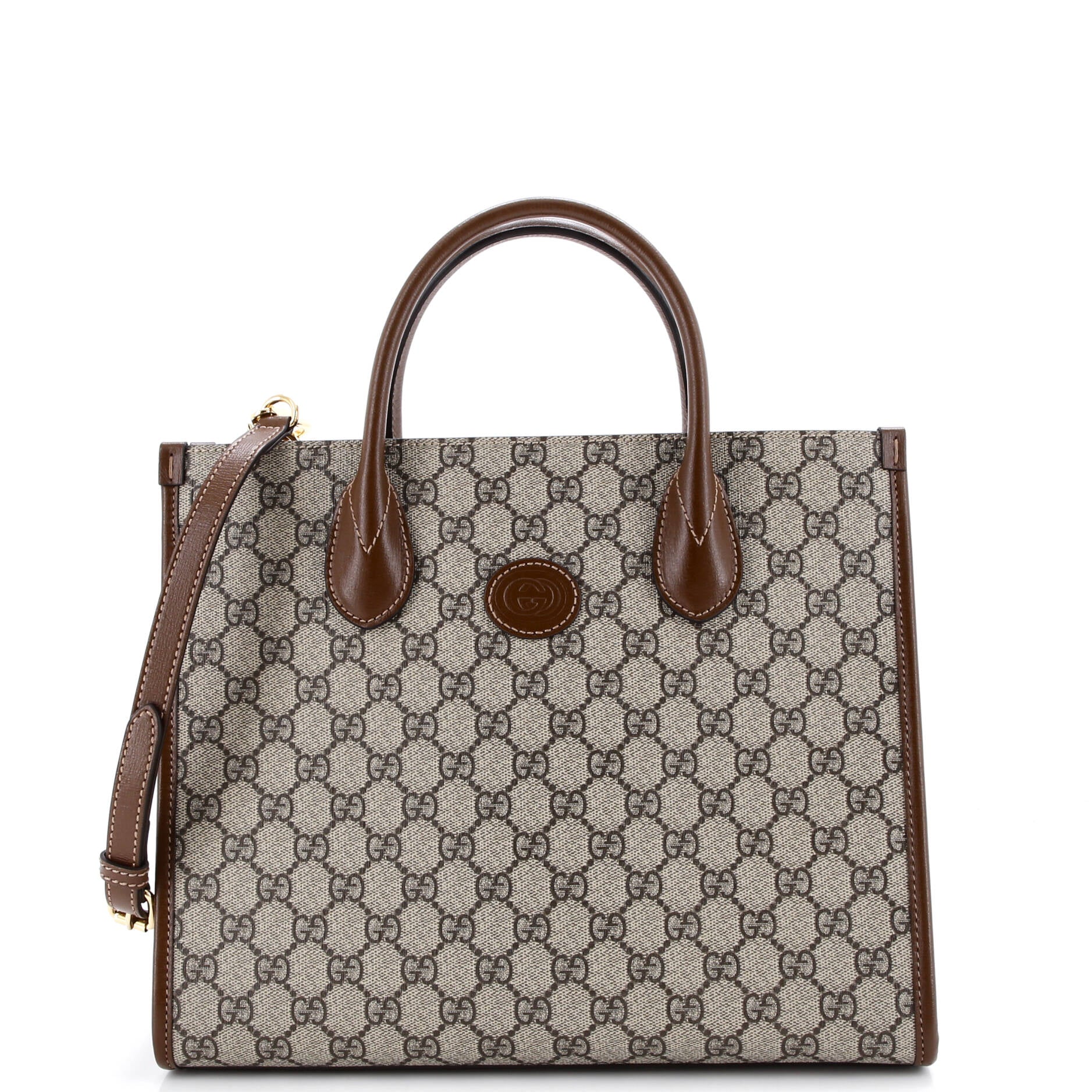 Structured Top Handle Open Tote GG Coated Canvas Small