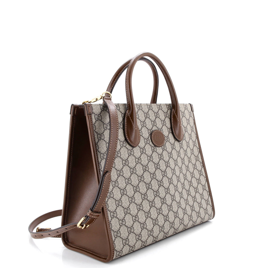 Structured Top Handle Open Tote GG Coated Canvas Small