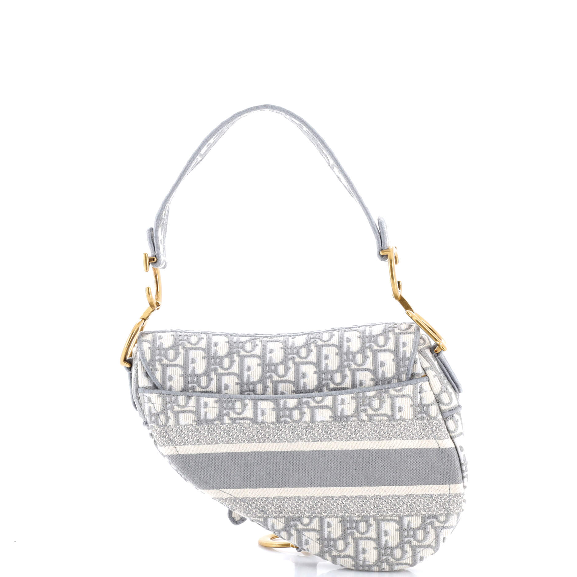 Saddle Handbag Logo Embroidered Oblique Canvas Medium