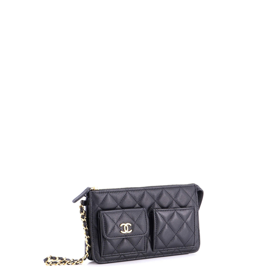 Polly Pocket Wristlet Pouch Quilted Caviar