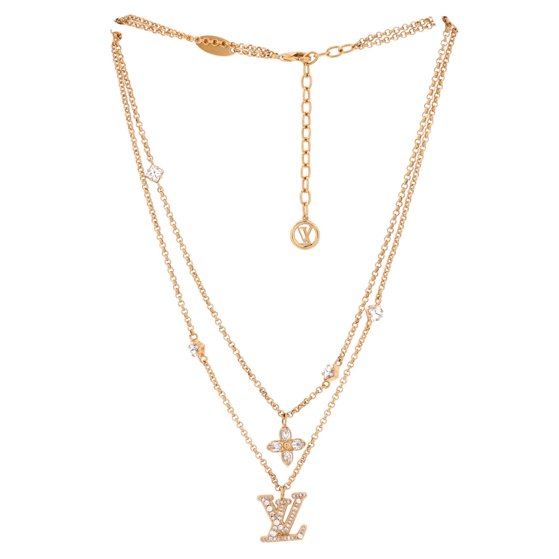 Lady LV Necklace Metal with Crystals