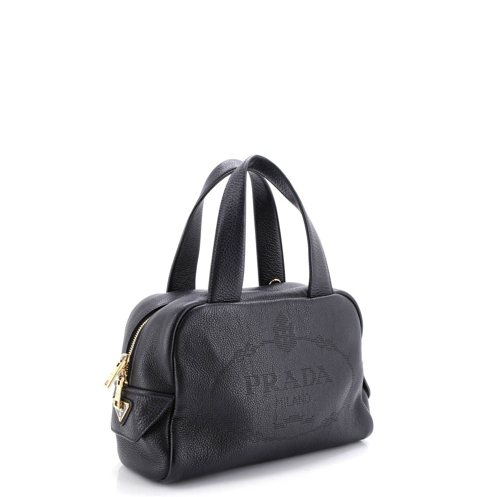 Logo Bowler Bag Perforated Leather Medium