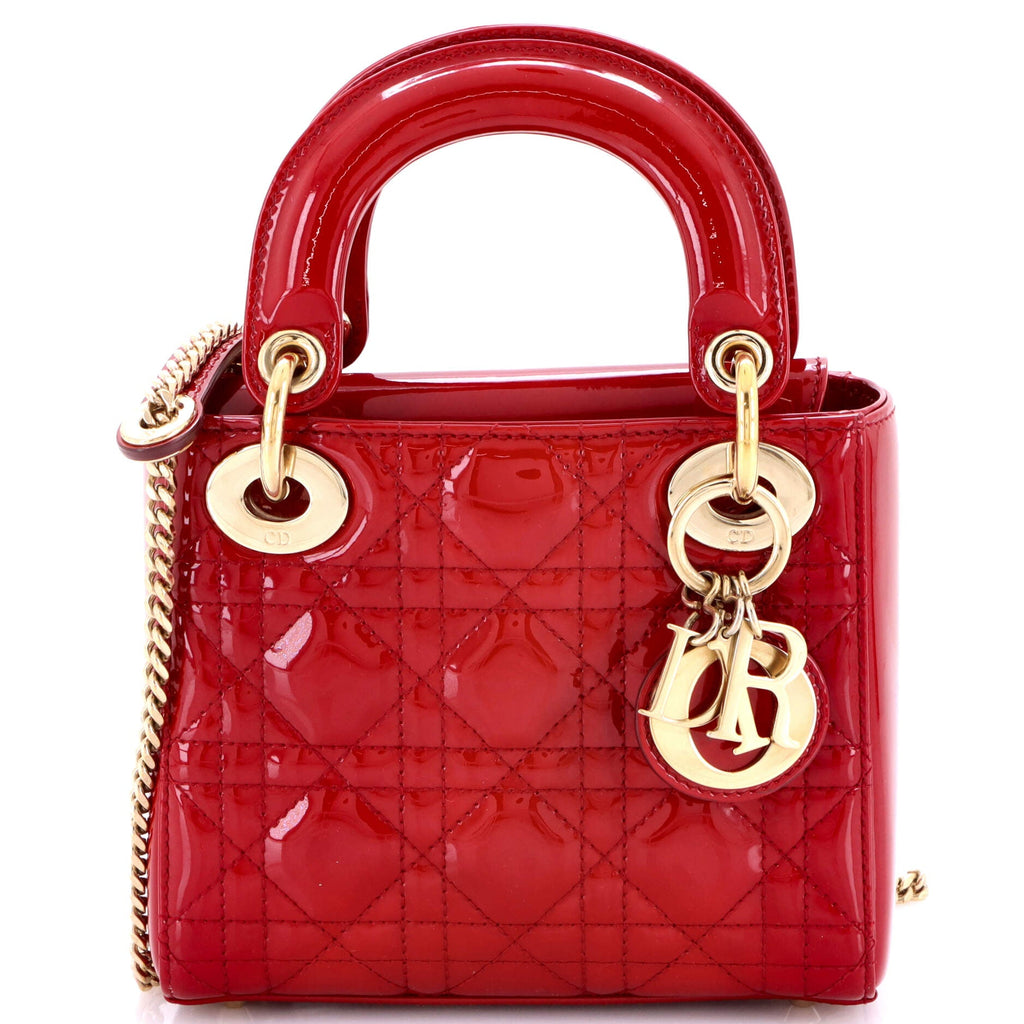 Lady Dior Chain Bag Cannage Quilt Patent Mini