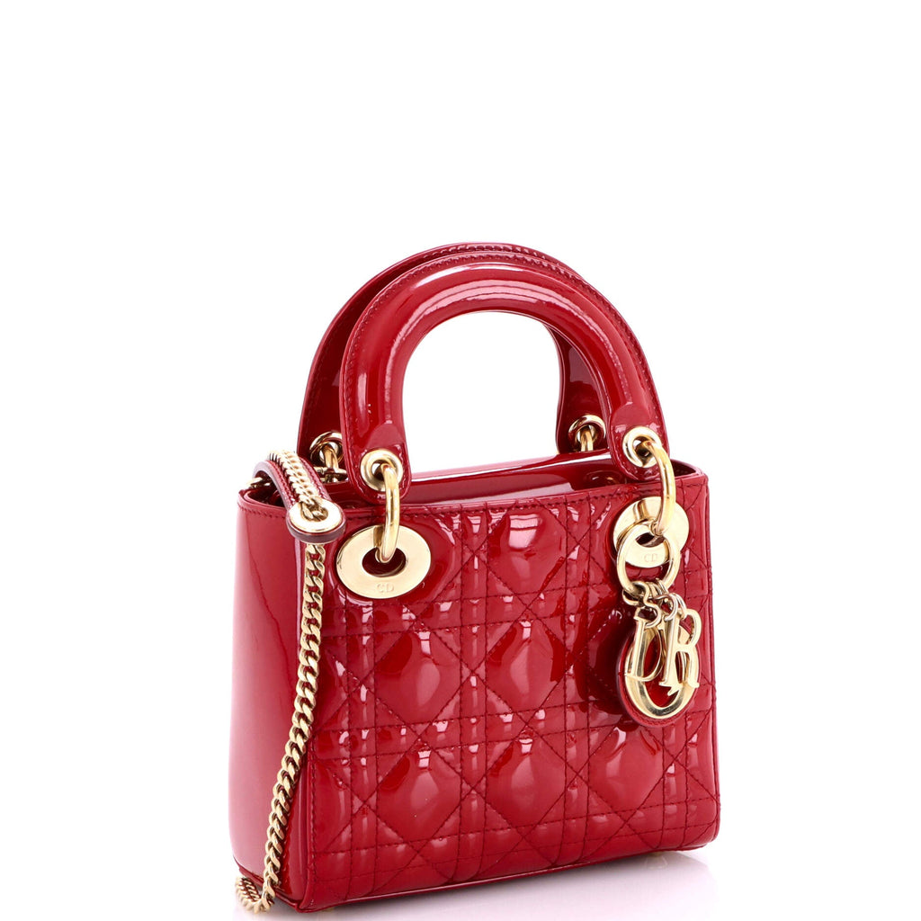 Lady Dior Chain Bag Cannage Quilt Patent Mini