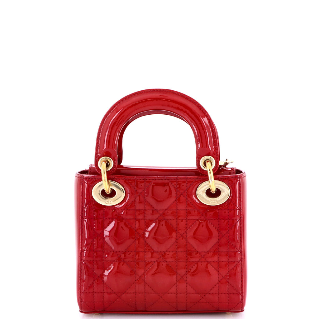 Lady Dior Chain Bag Cannage Quilt Patent Mini