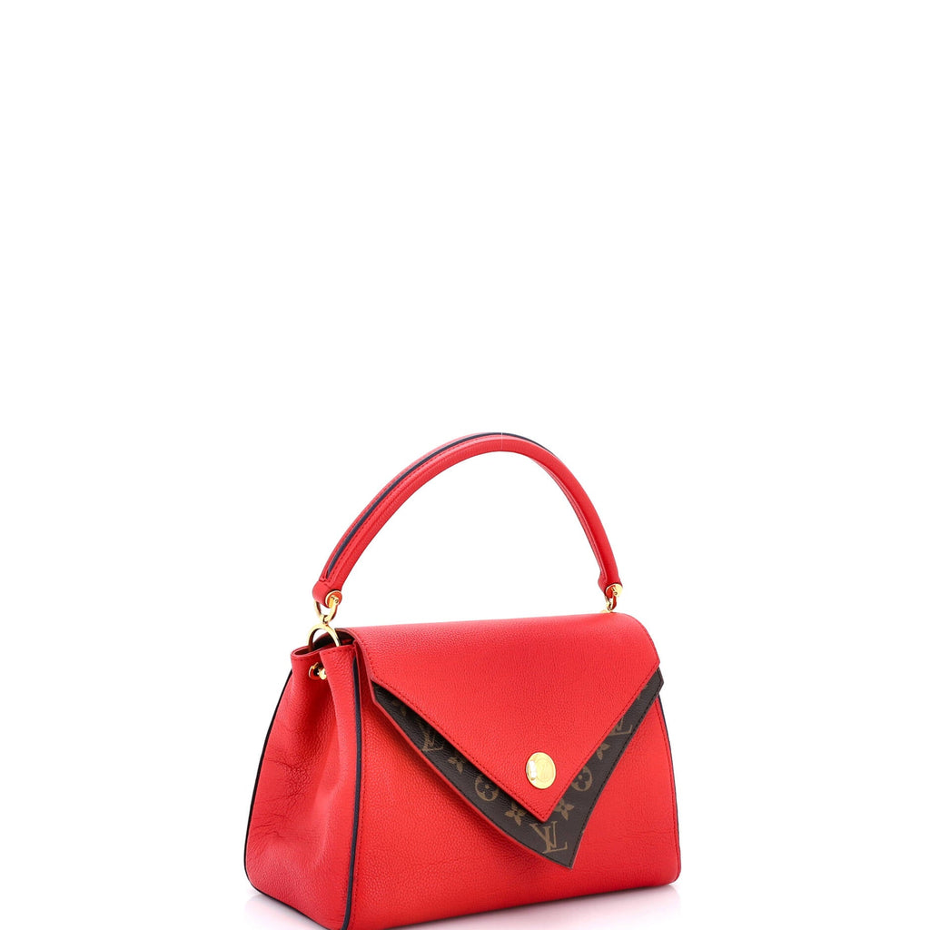 Double V Handbag Calfskin with Monogram Canvas
