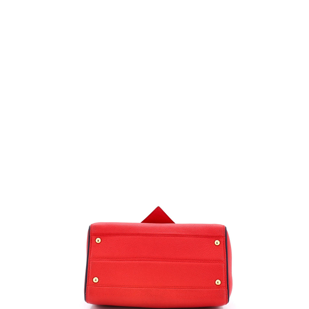 Double V Handbag Calfskin with Monogram Canvas