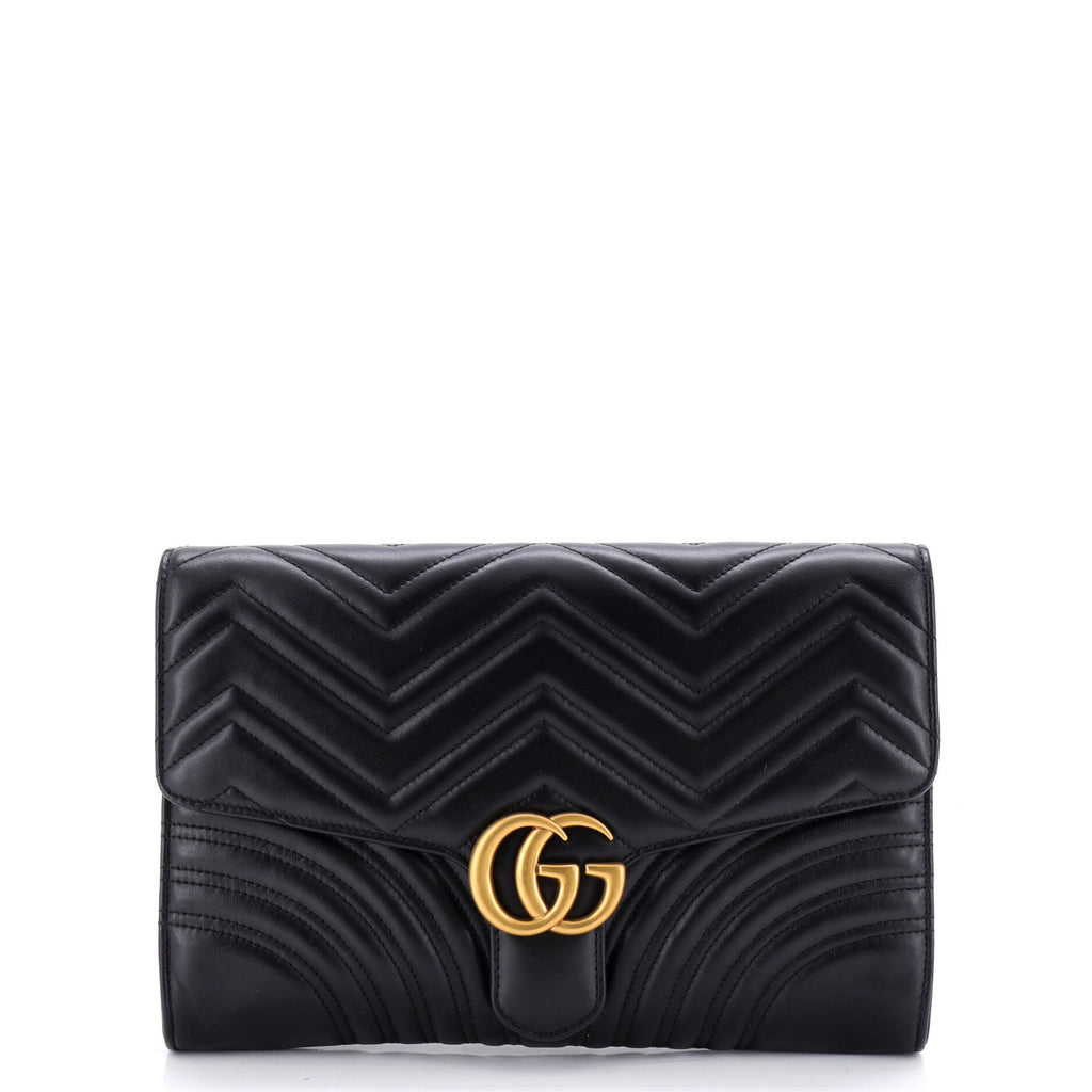 GG Marmont Flap Clutch Matelasse Leather