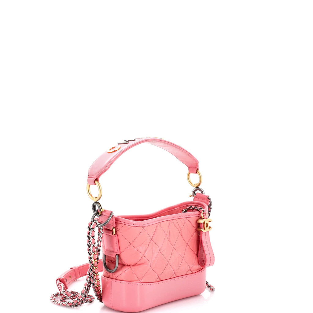 Gabrielle Hobo with Logo Handle Quilted Aged Calfskin Small
