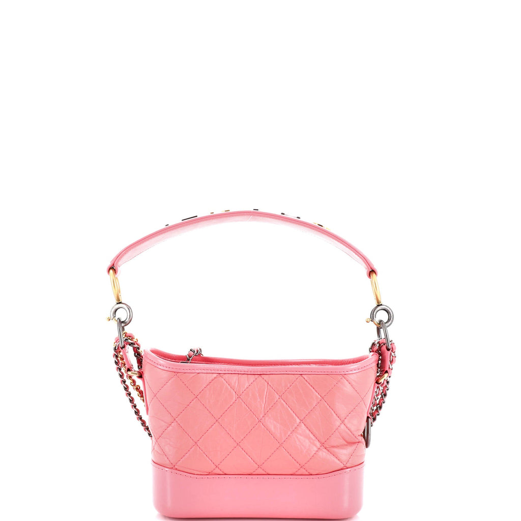 Gabrielle Hobo with Logo Handle Quilted Aged Calfskin Small