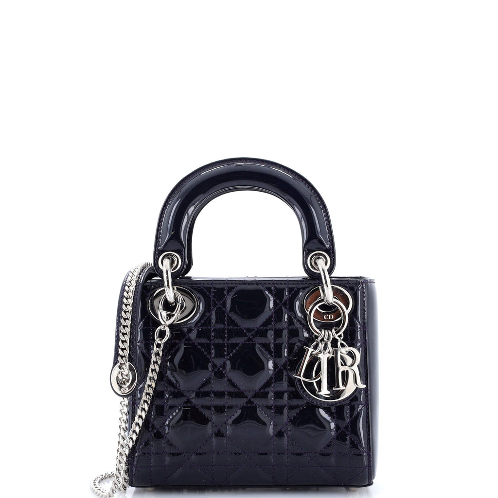 Lady Dior Chain Bag Cannage Quilt Patent Mini