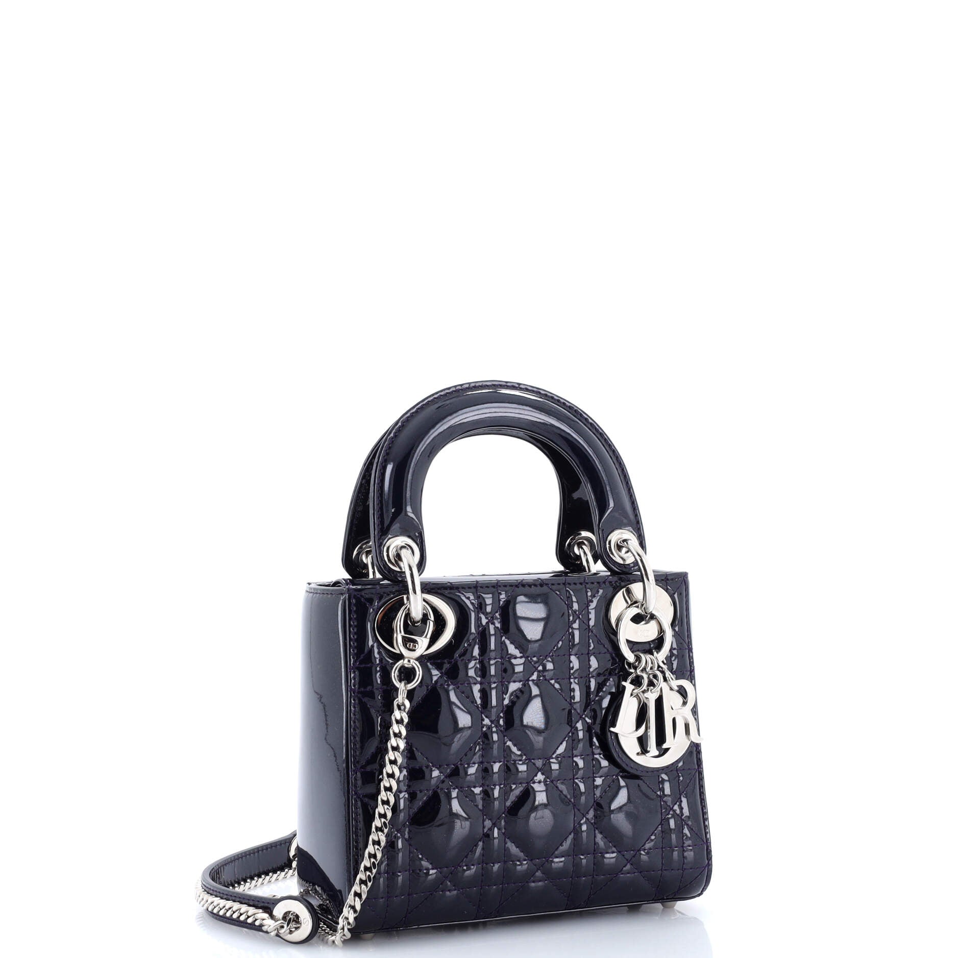 Lady Dior Chain Bag Cannage Quilt Patent Mini