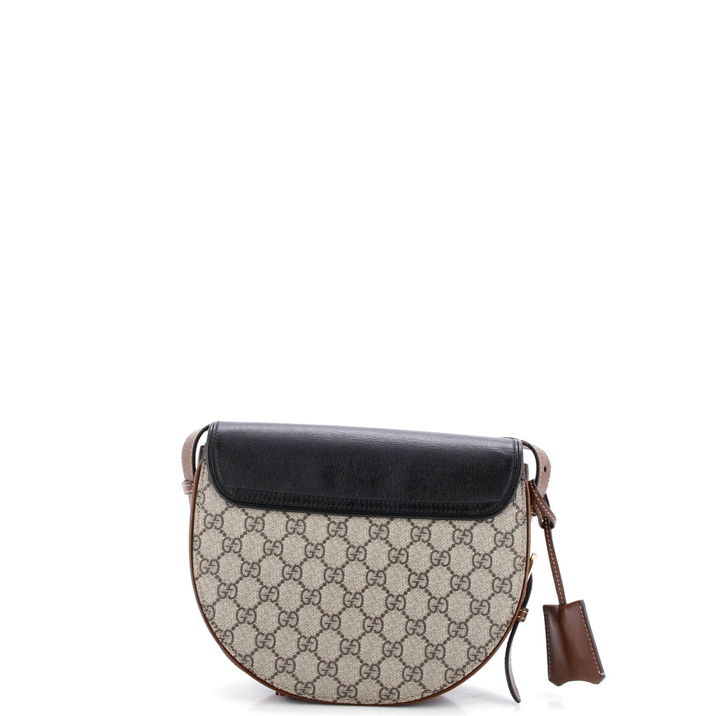 Padlock Saddle Shoulder Bag GG Coated Canvas and Leather Small