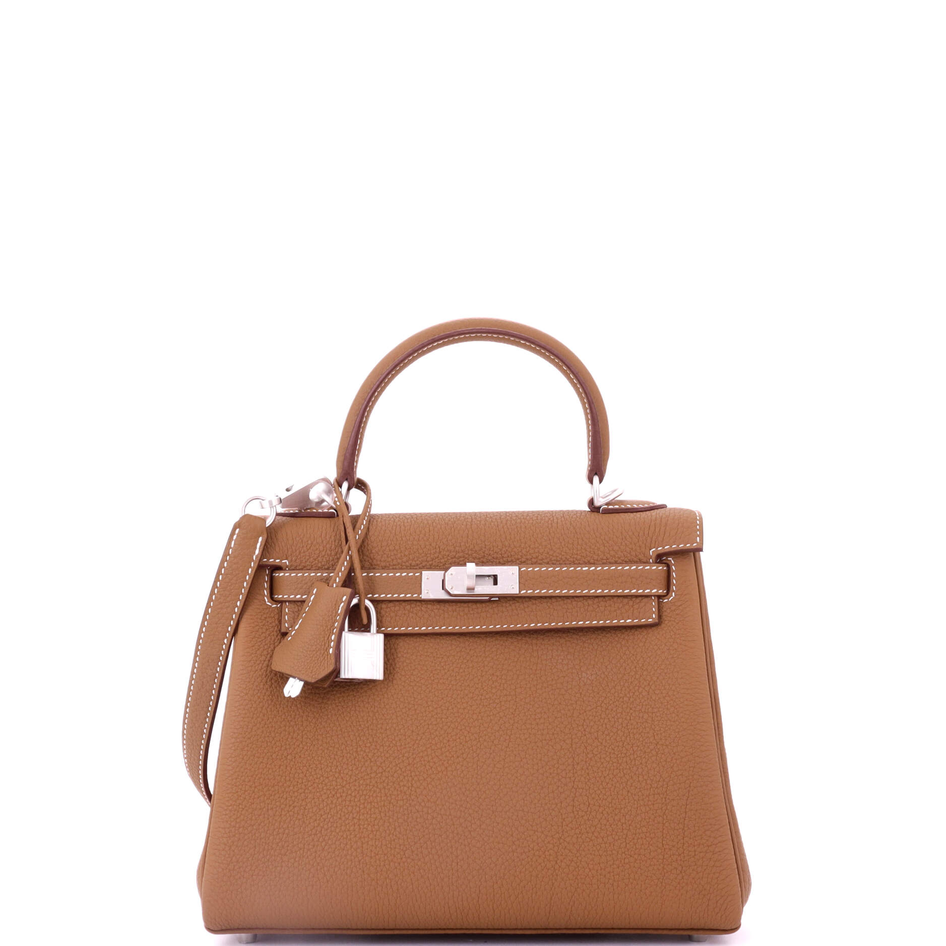 Kelly Handbag Gold Togo with Brushed Palladium Hardware 25