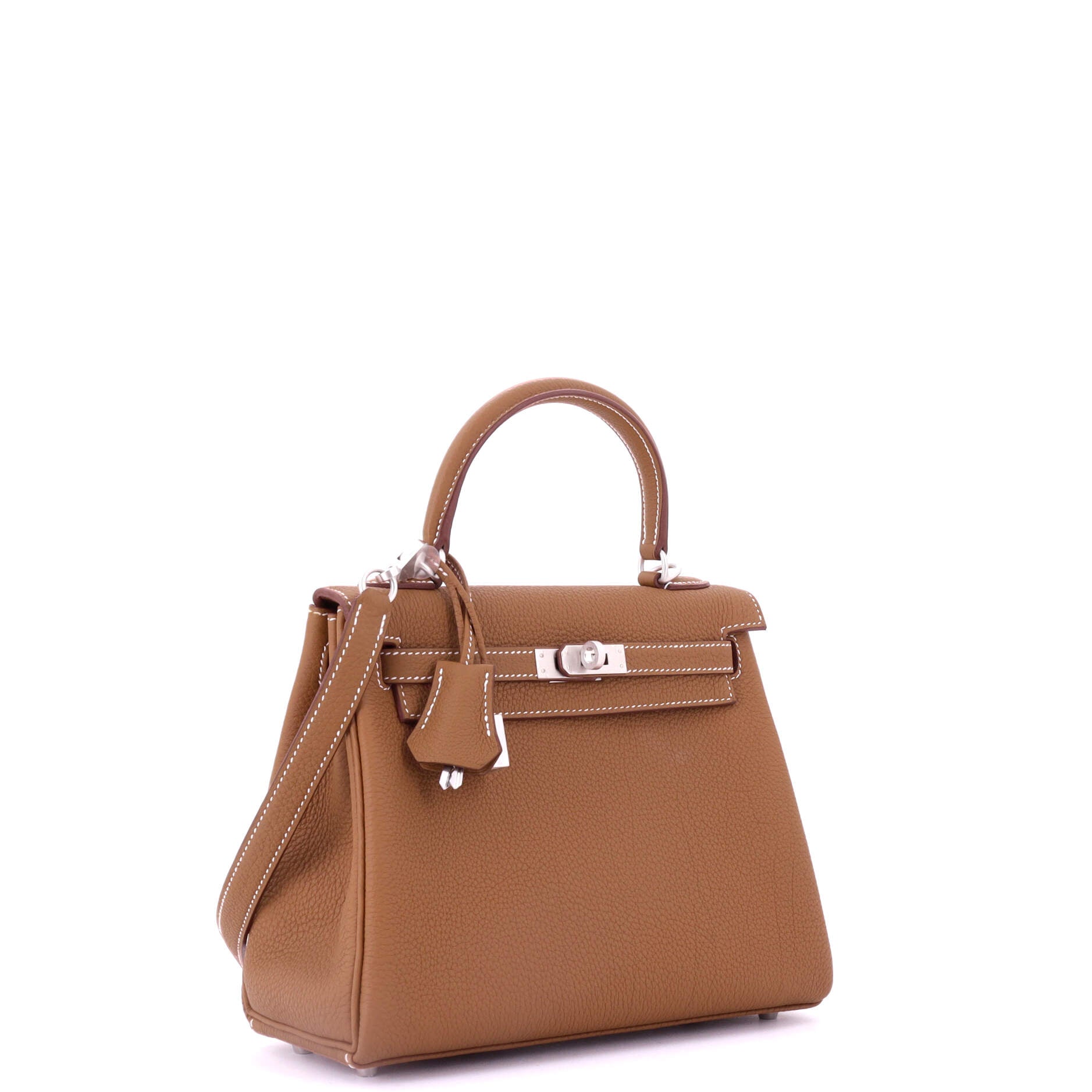 Kelly Handbag Gold Togo with Brushed Palladium Hardware 25