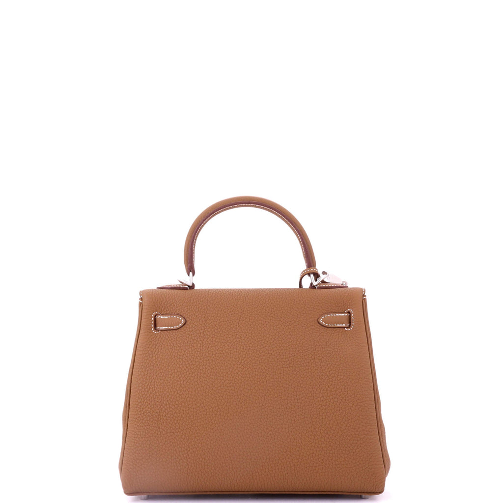 Kelly Handbag Gold Togo with Brushed Palladium Hardware 25