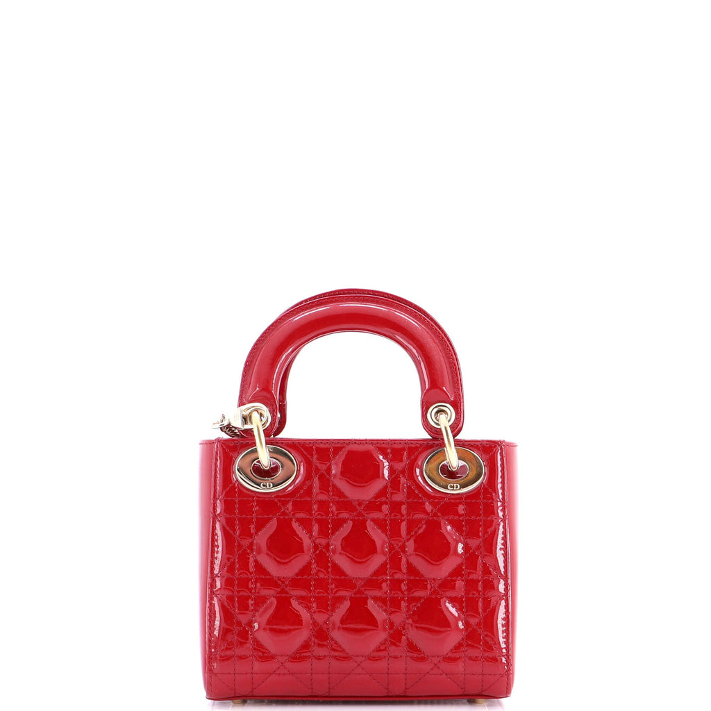 Lady Dior Chain Bag Cannage Quilt Patent Mini