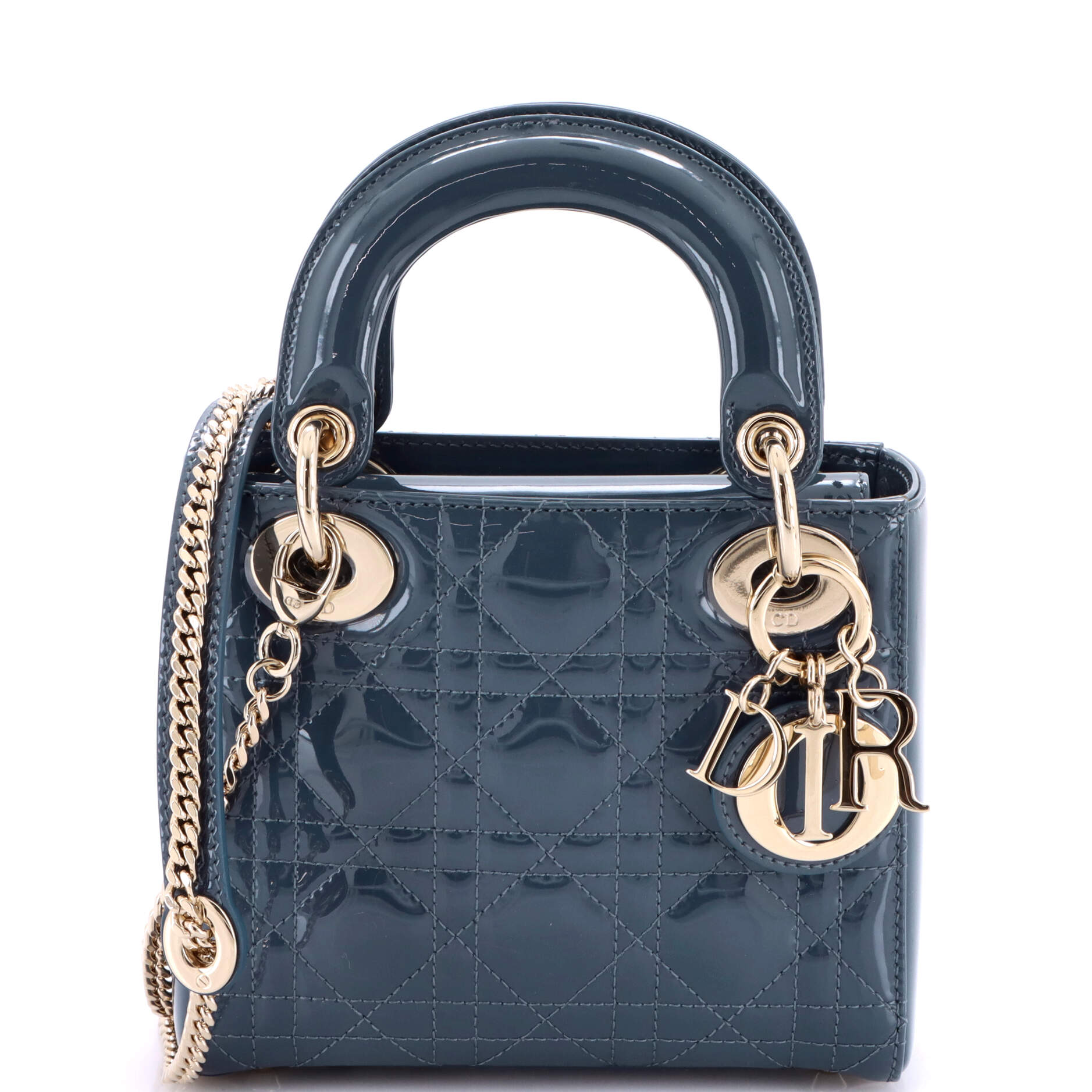 Lady Dior Chain Bag Cannage Quilt Patent Mini