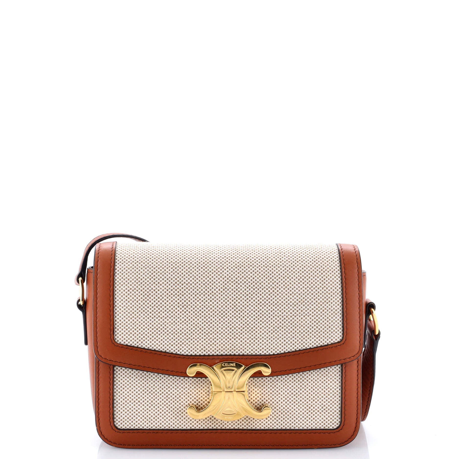 Triomphe Shoulder Bag Canvas with Leather Teen