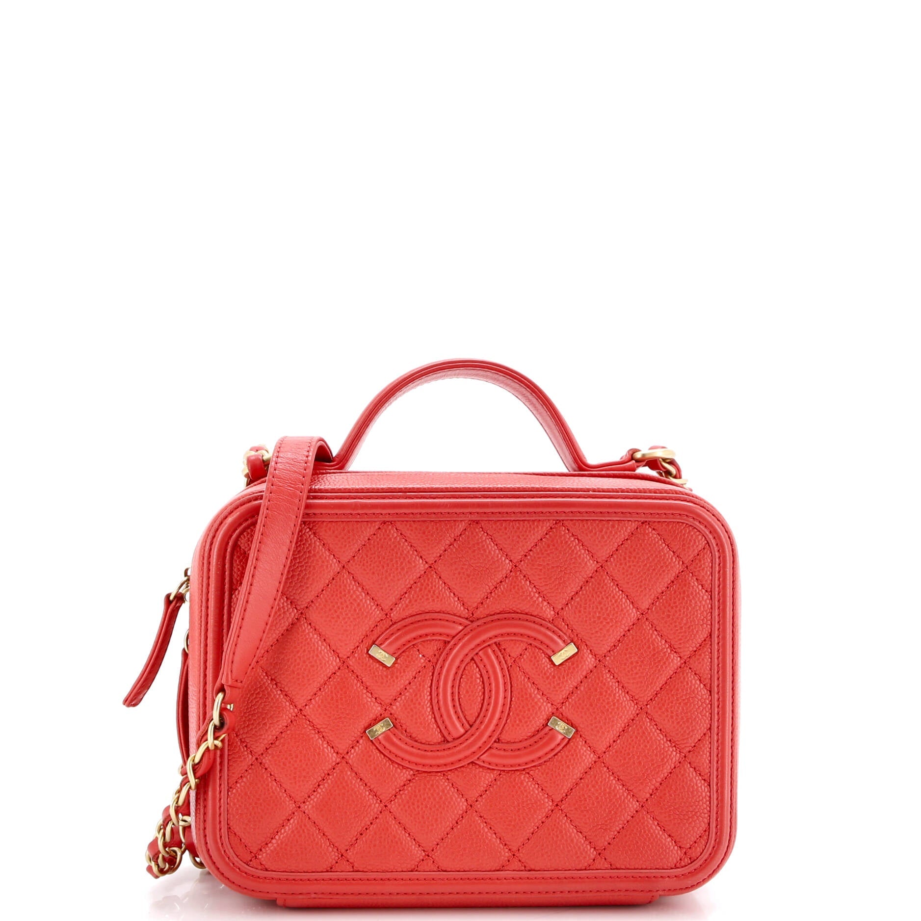 Filigree Vanity Case Quilted Caviar Medium