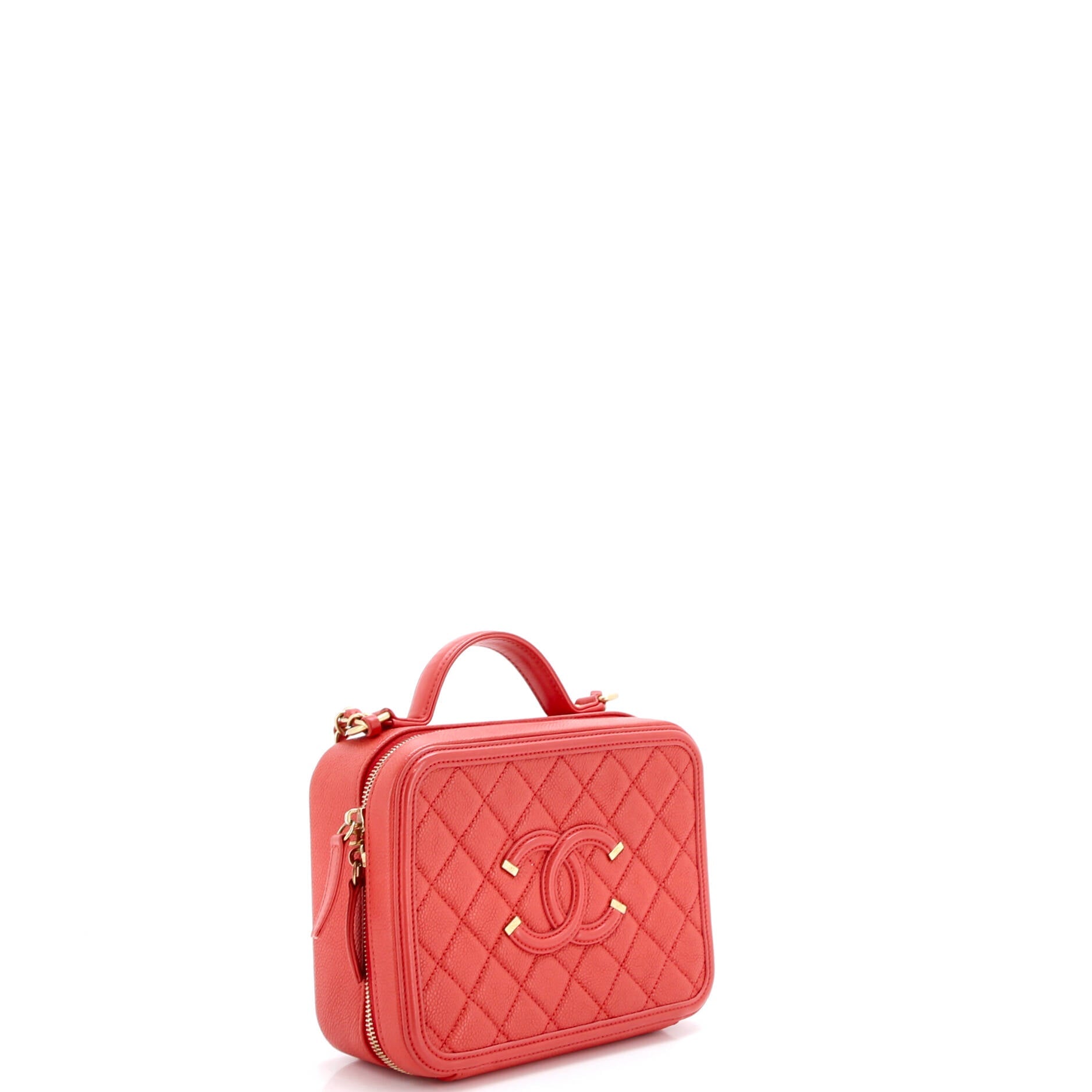 Filigree Vanity Case Quilted Caviar Medium