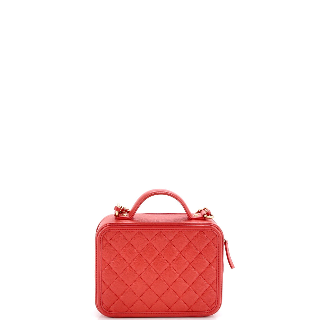 Filigree Vanity Case Quilted Caviar Medium