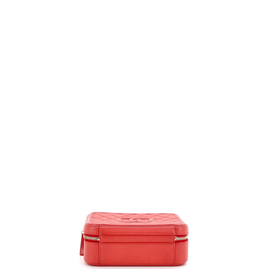 Filigree Vanity Case Quilted Caviar Medium