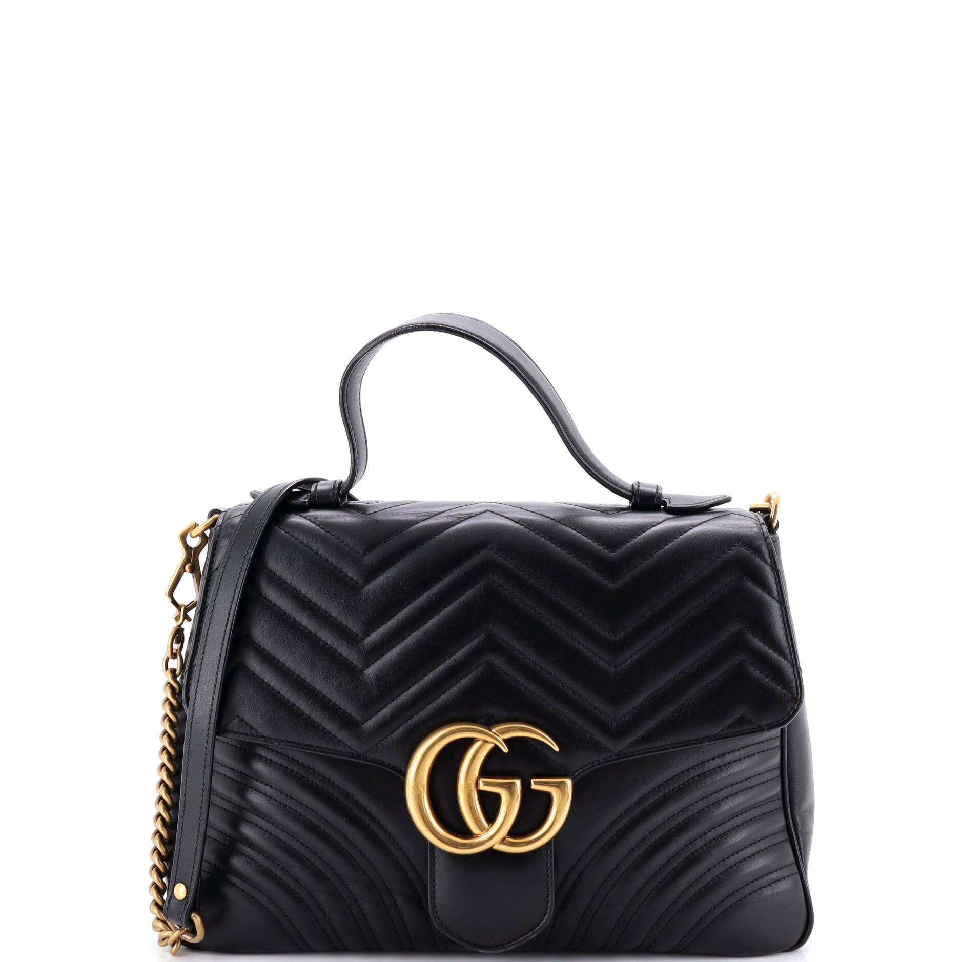 GG Marmont Top Handle Flap Bag Matelasse Leather Medium
