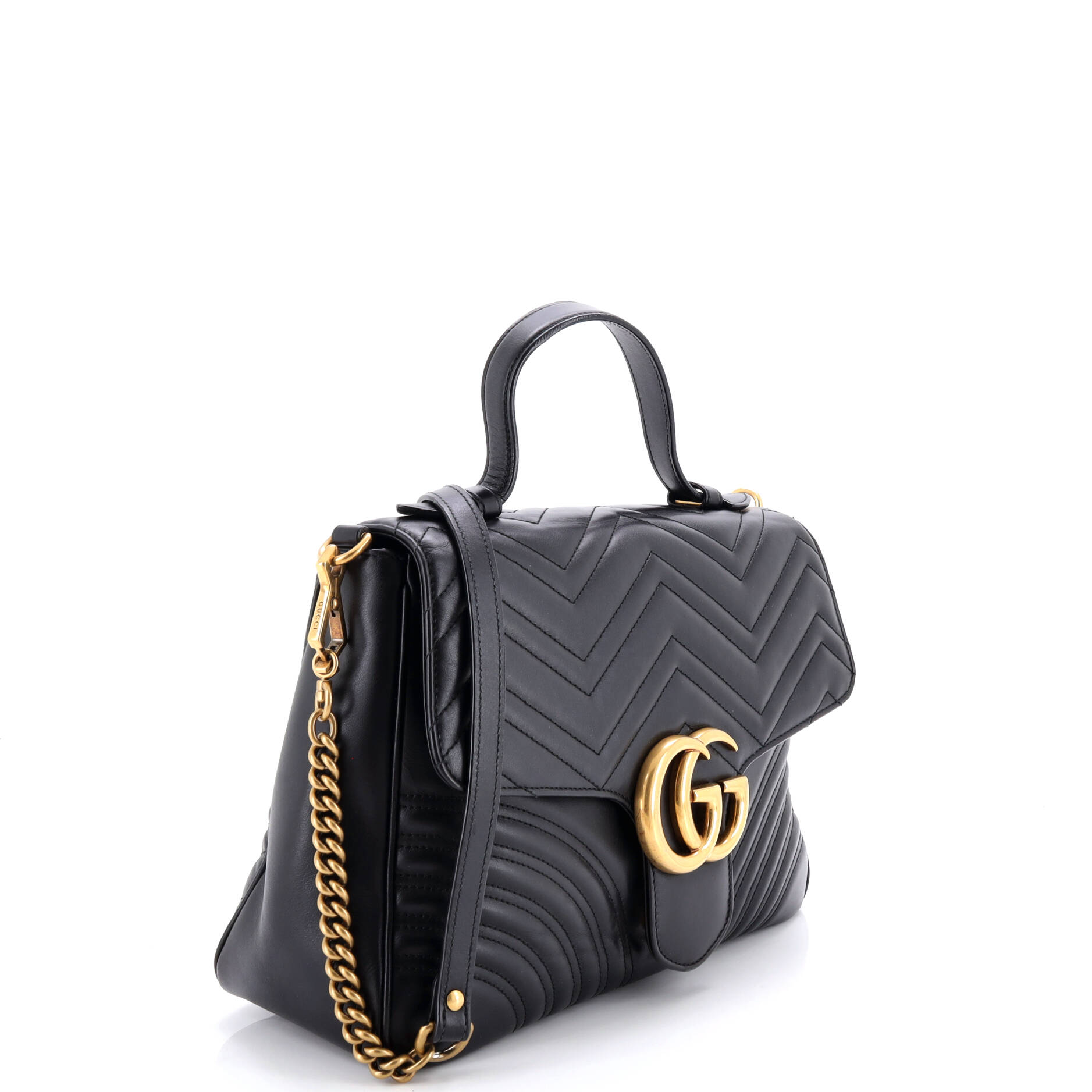 GG Marmont Top Handle Flap Bag Matelasse Leather Medium