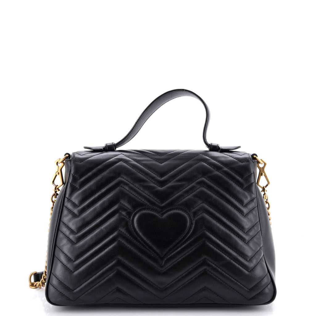 GG Marmont Top Handle Flap Bag Matelasse Leather Medium