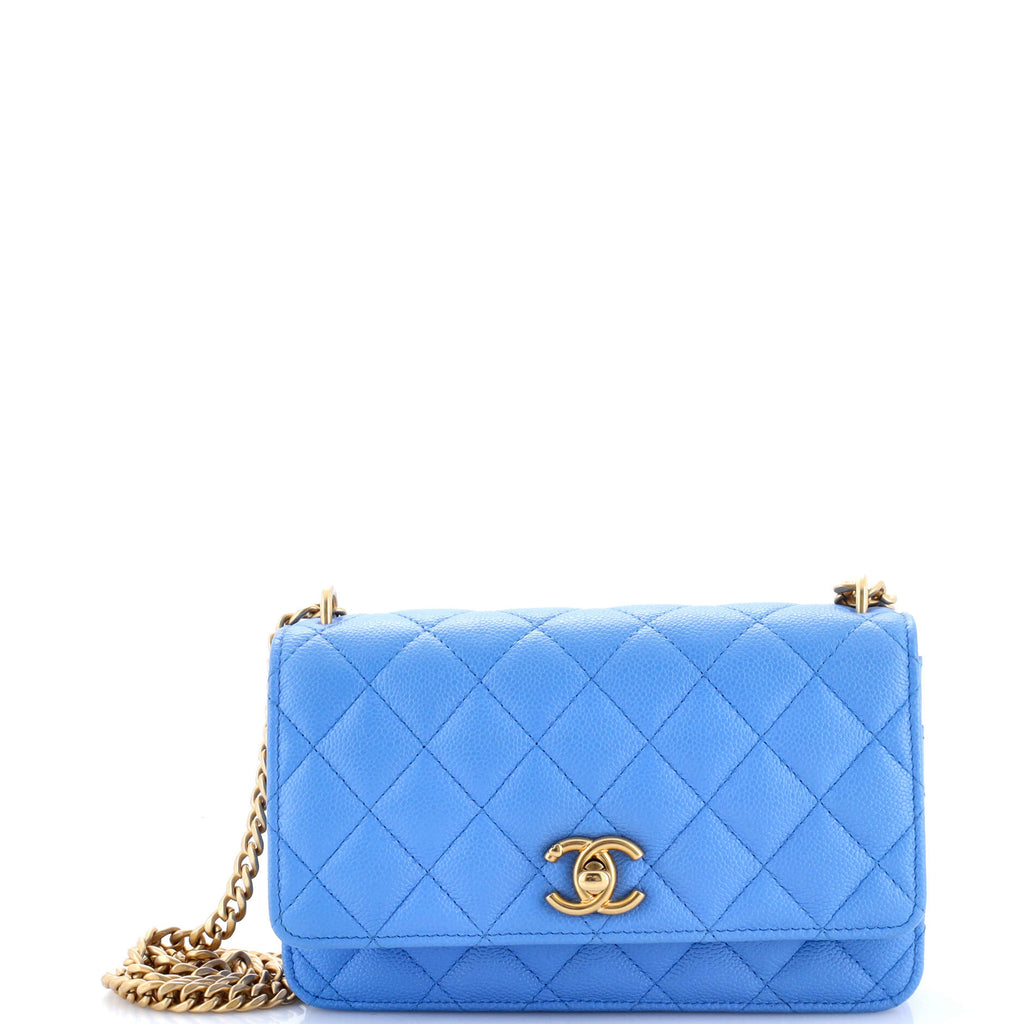 Sweet Heart Wallet on Chain Quilted Caviar