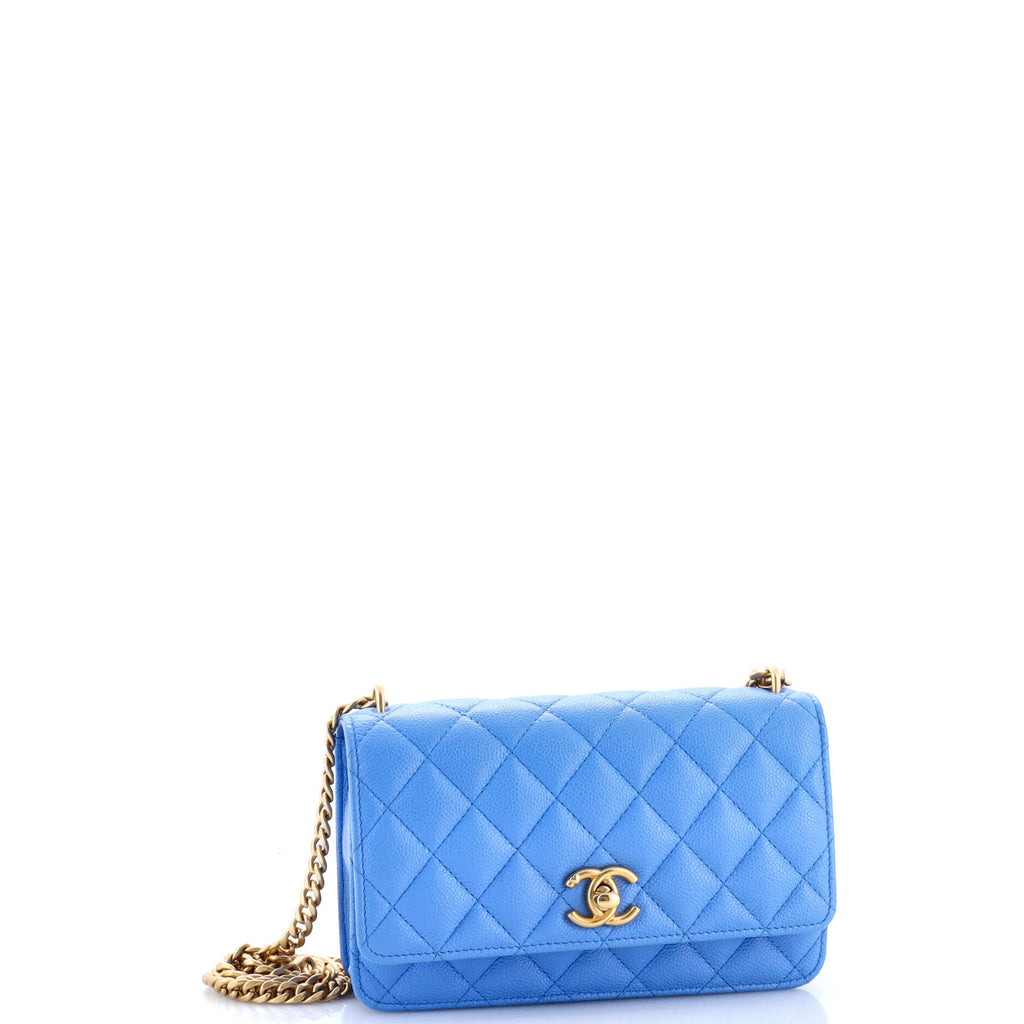 Sweet Heart Wallet on Chain Quilted Caviar