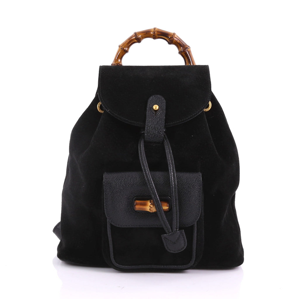 Vintage Bamboo Backpack Suede Mini