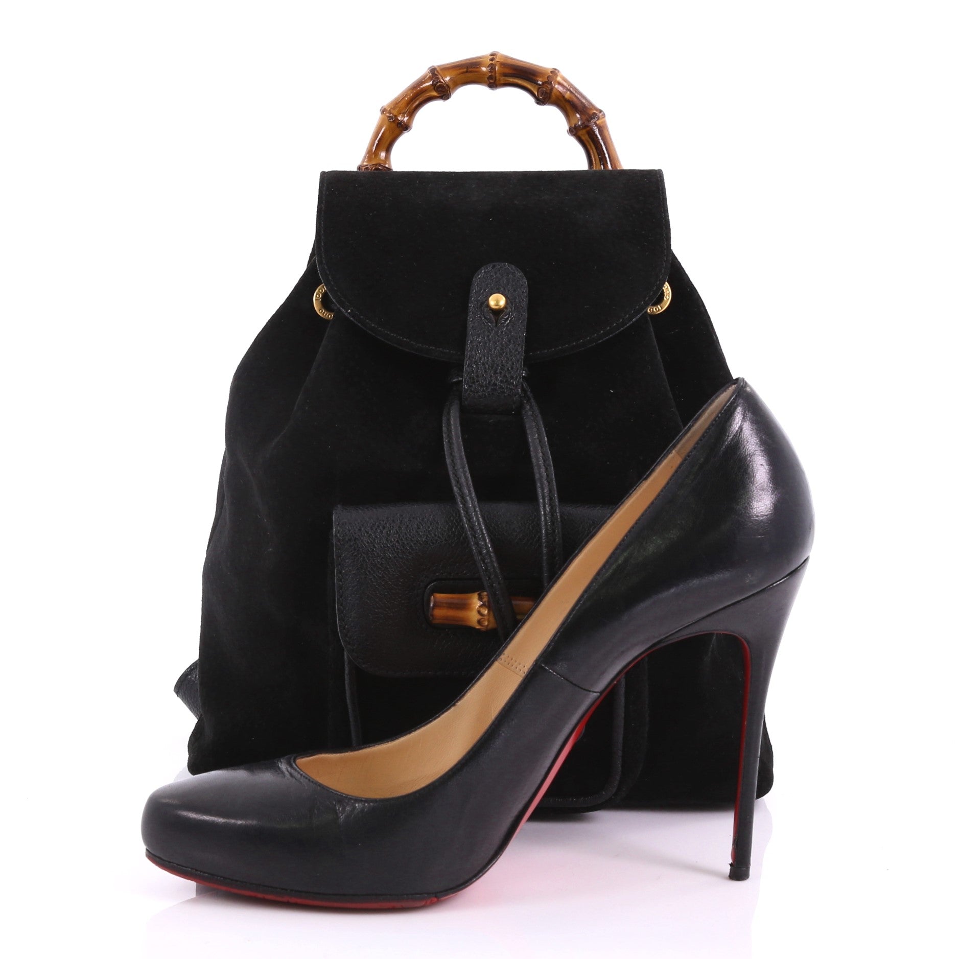 Vintage Bamboo Backpack Suede Mini