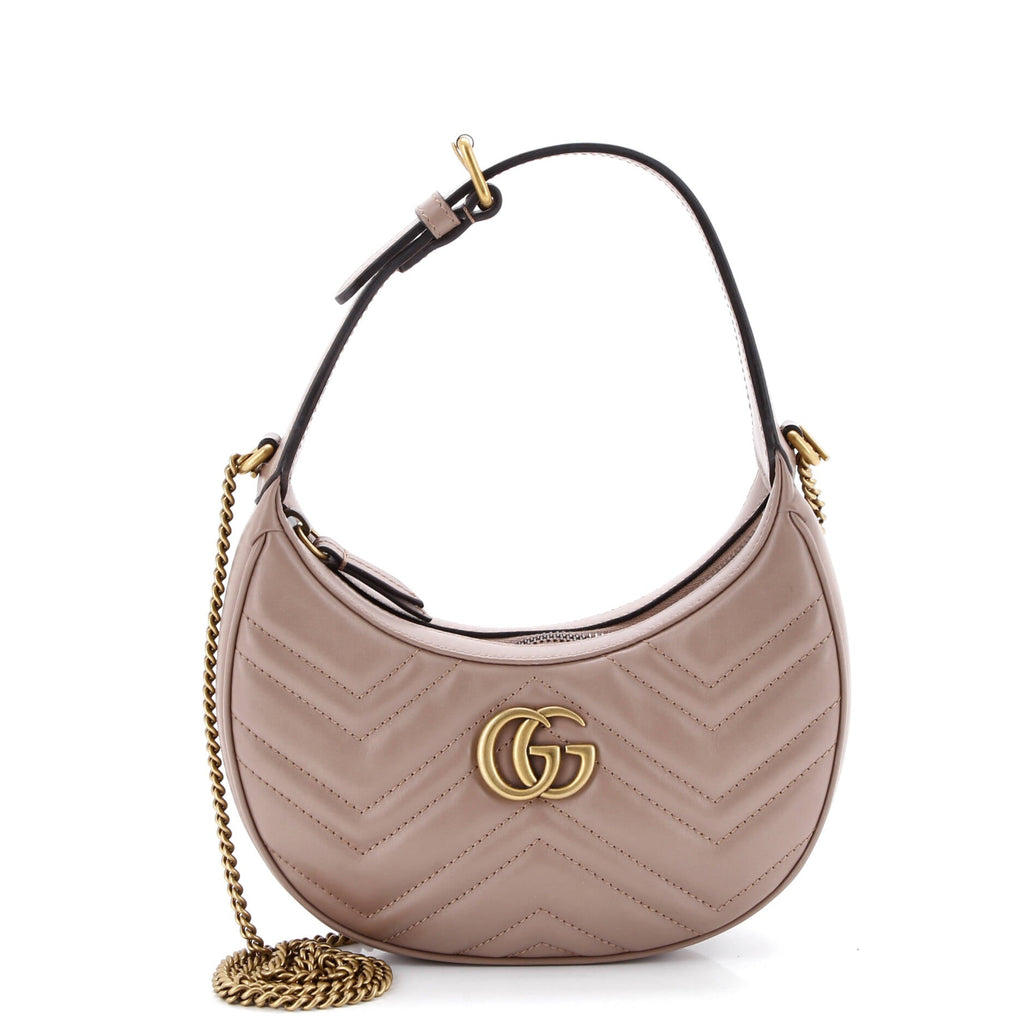 GG Marmont Half Moon Hobo Matelasse Leather Mini