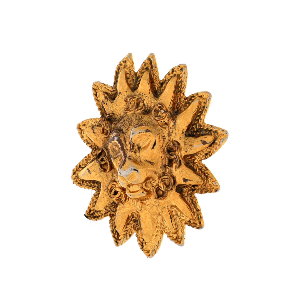 Vintage Leo Lion Sun Clip On Earrings Metal