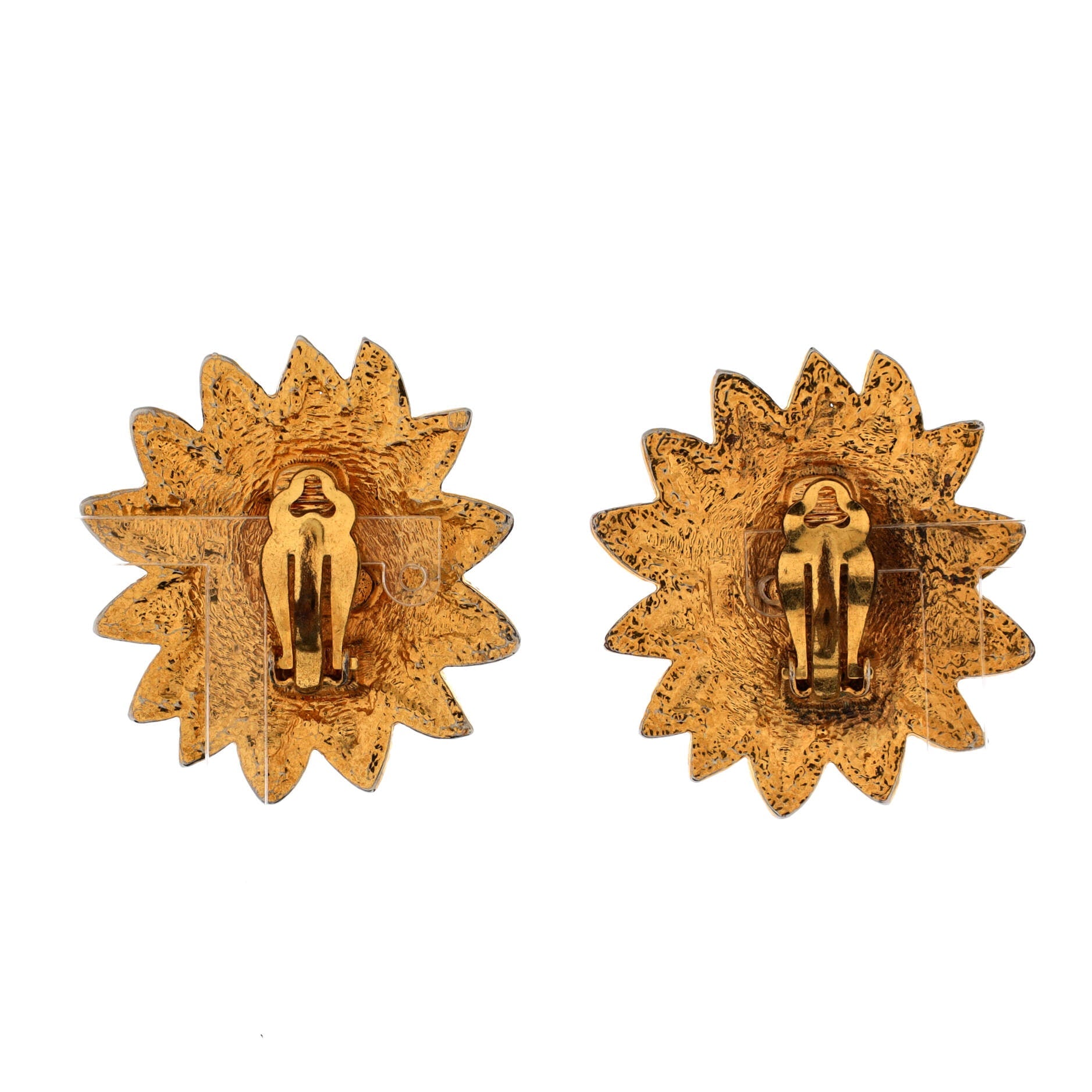 Vintage Leo Lion Sun Clip On Earrings Metal