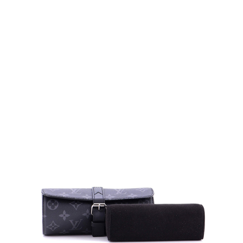 3 Watch Case Monogram Eclipse Canvas