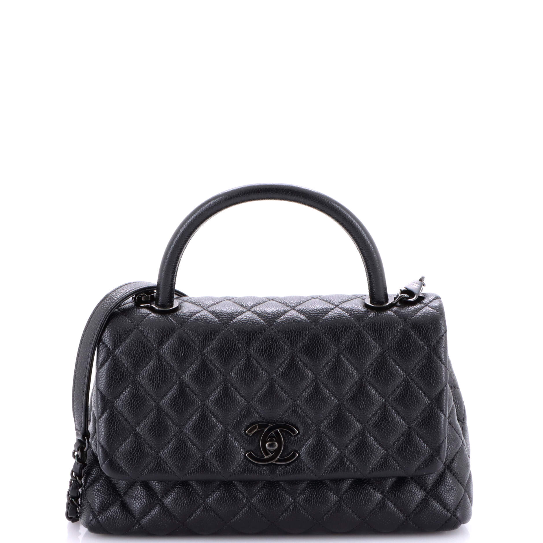 So Black Coco Top Handle Bag Quilted Caviar Small