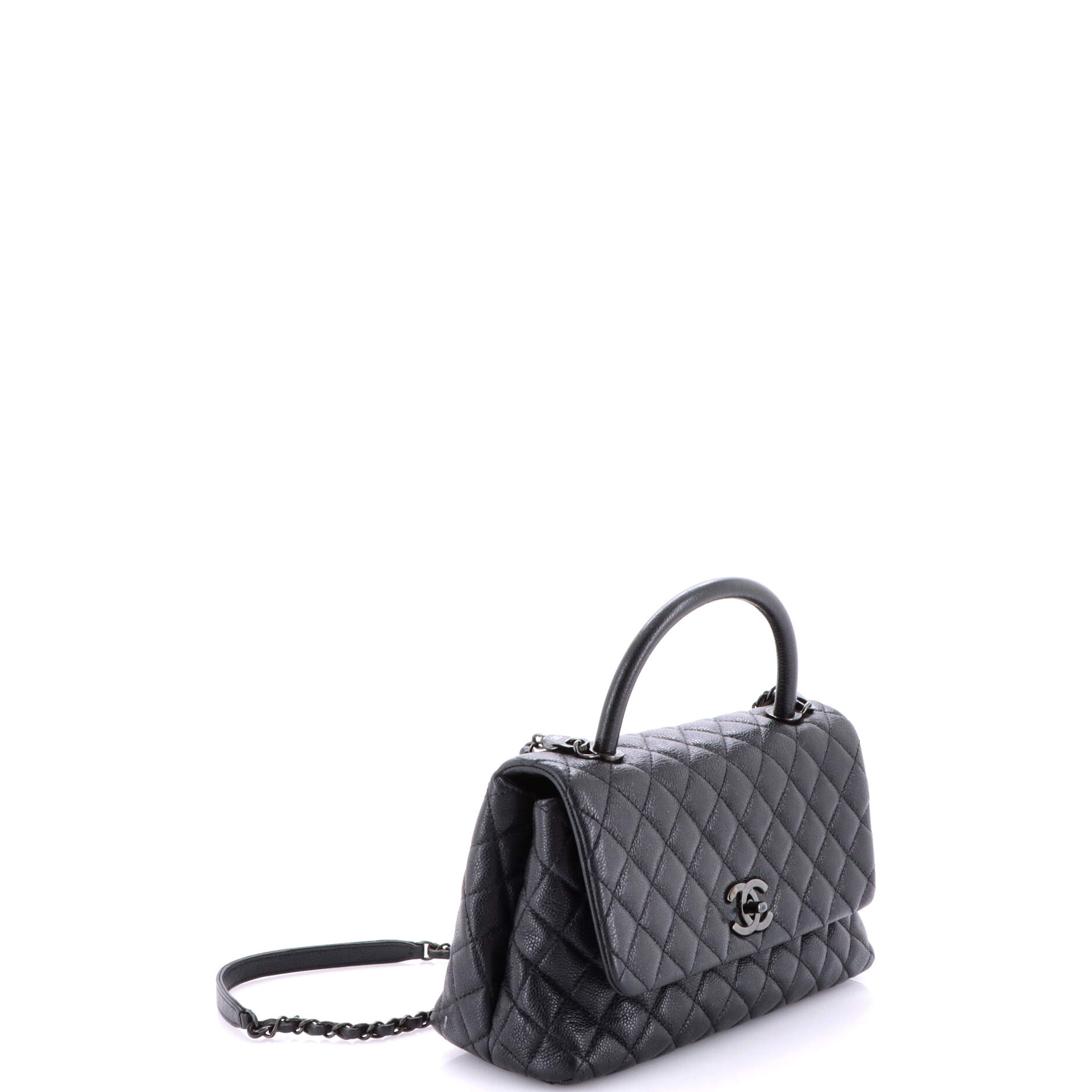 So Black Coco Top Handle Bag Quilted Caviar Small