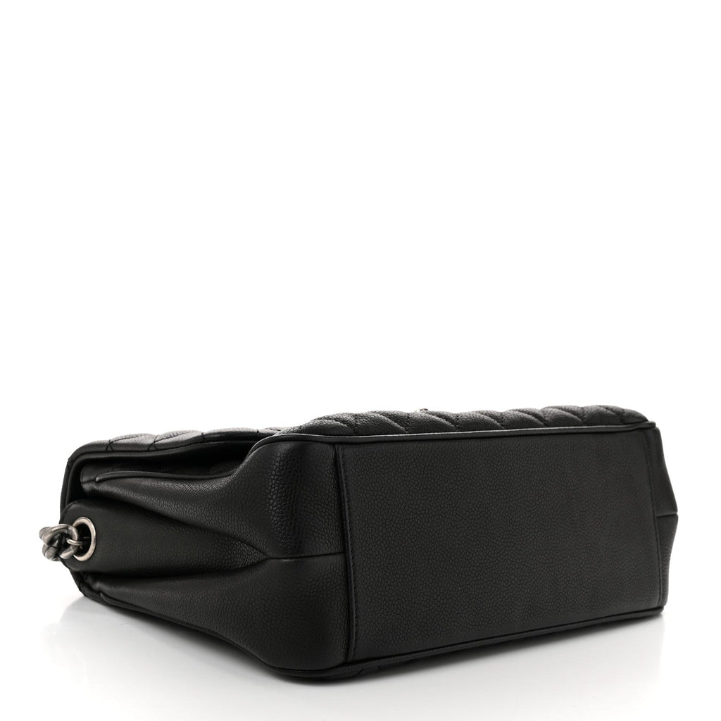 Caviar Quilted Medium Rock In Rome Single Flap Black