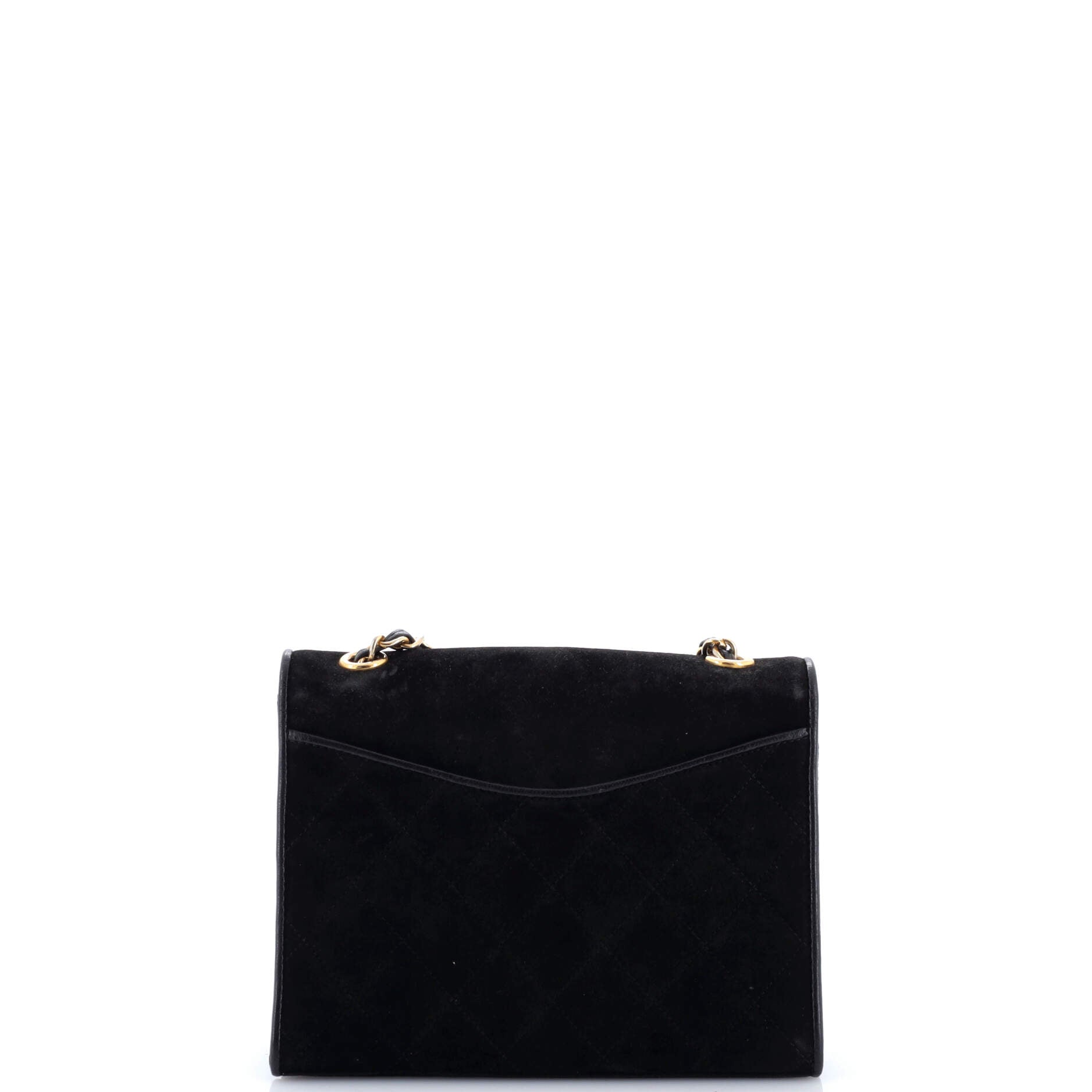 Vintage CC Chain Full Flap Bag Quilted Suede Small