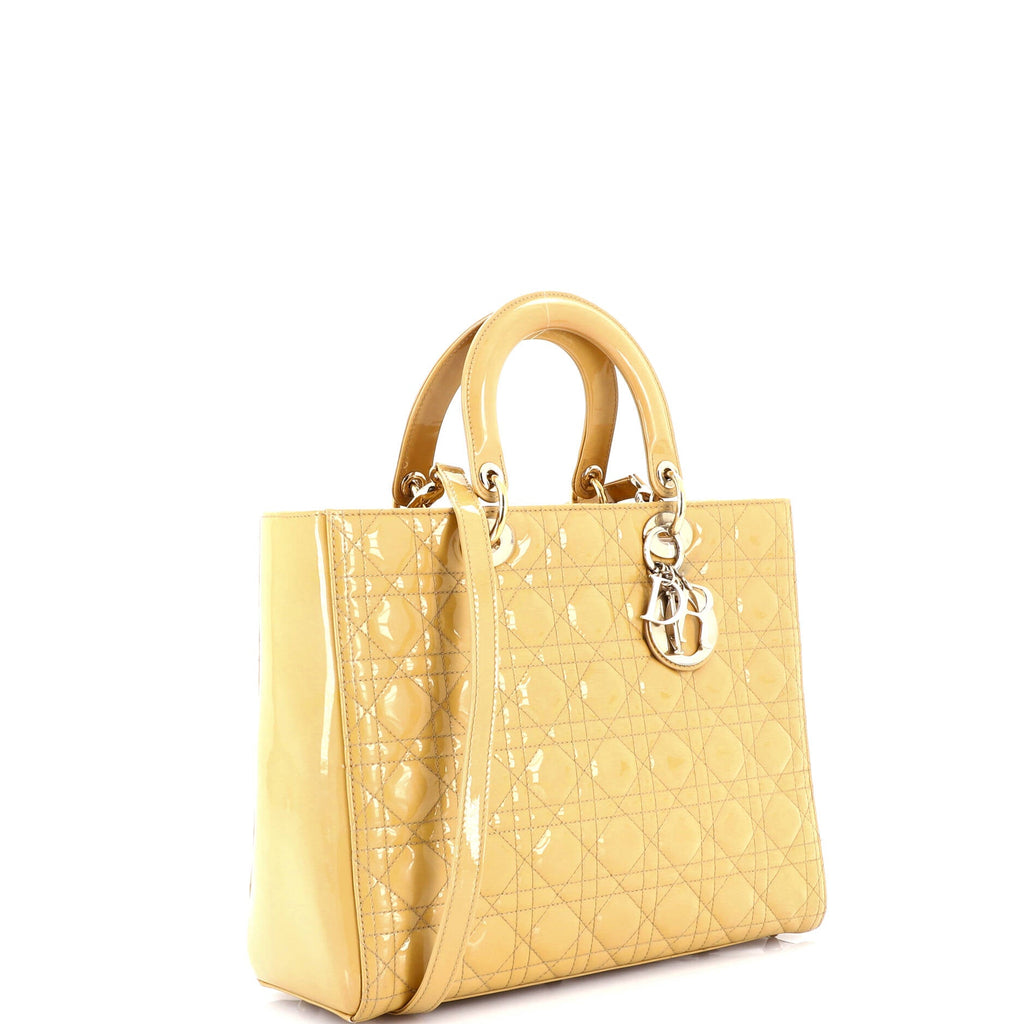 Lady Dior Bag Cannage Quilt Patent Large